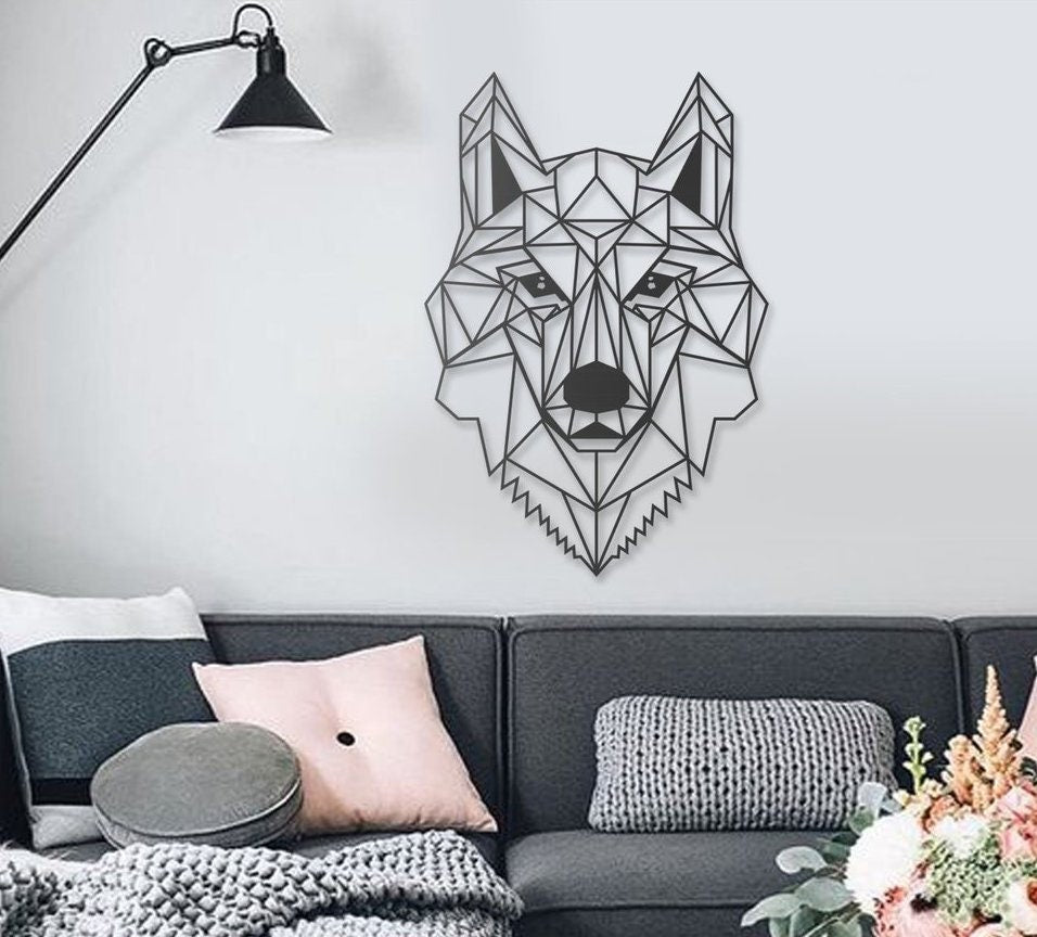 Wooden Wolf head wall art