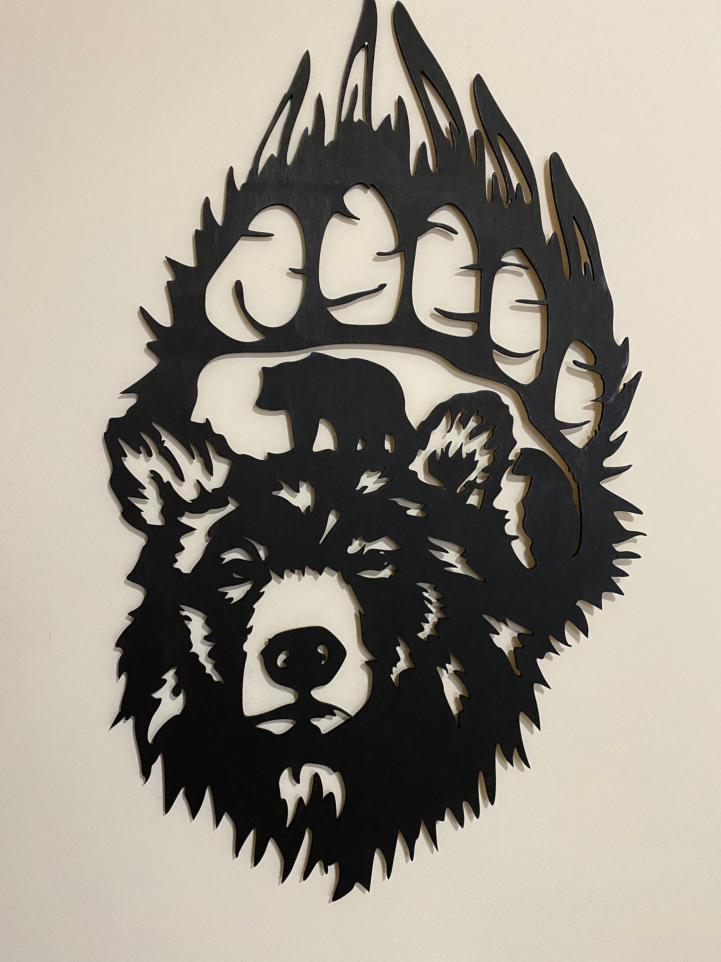 Wooden Bear Paw wall hanging