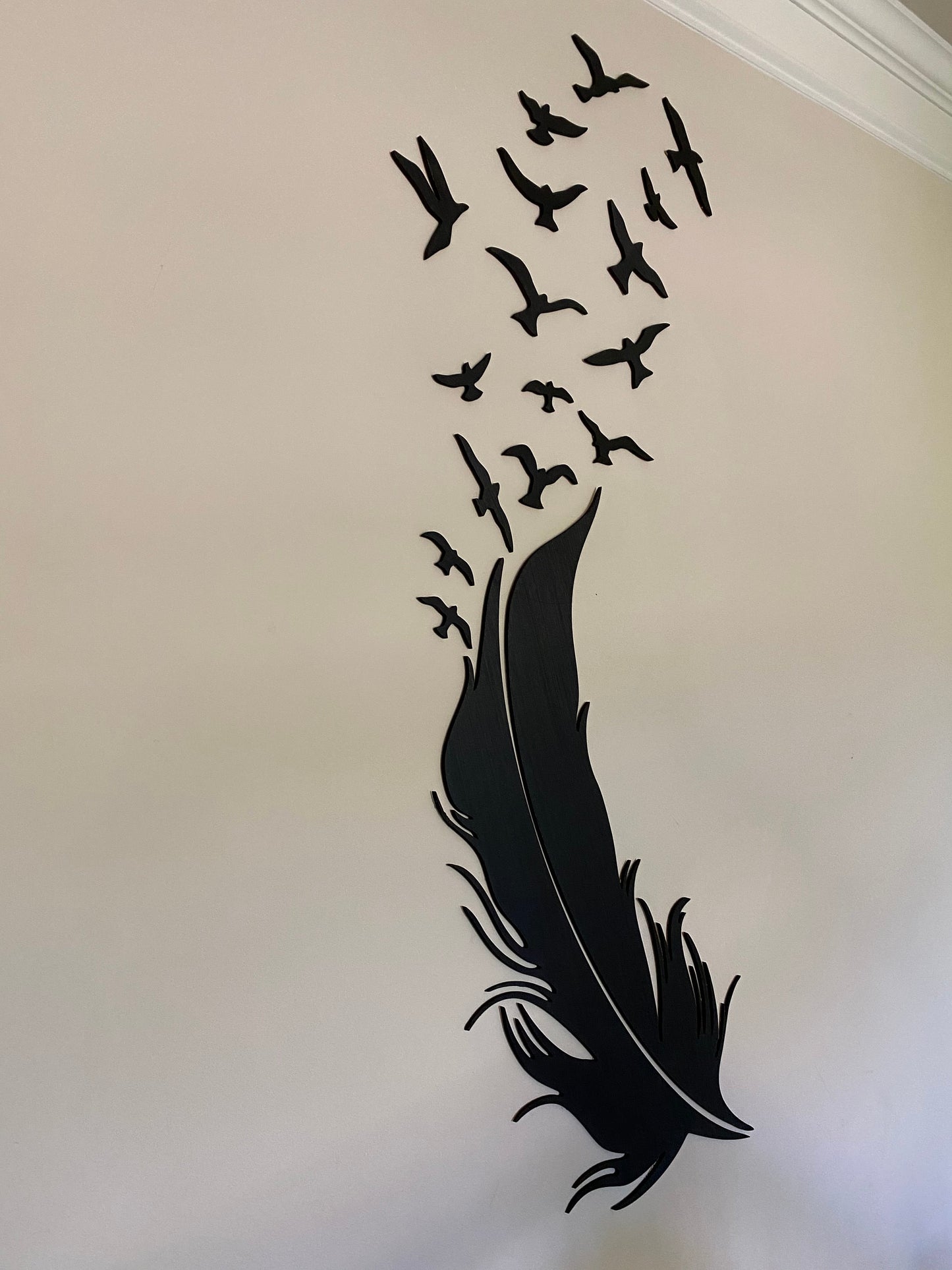 wooden Feather with birds