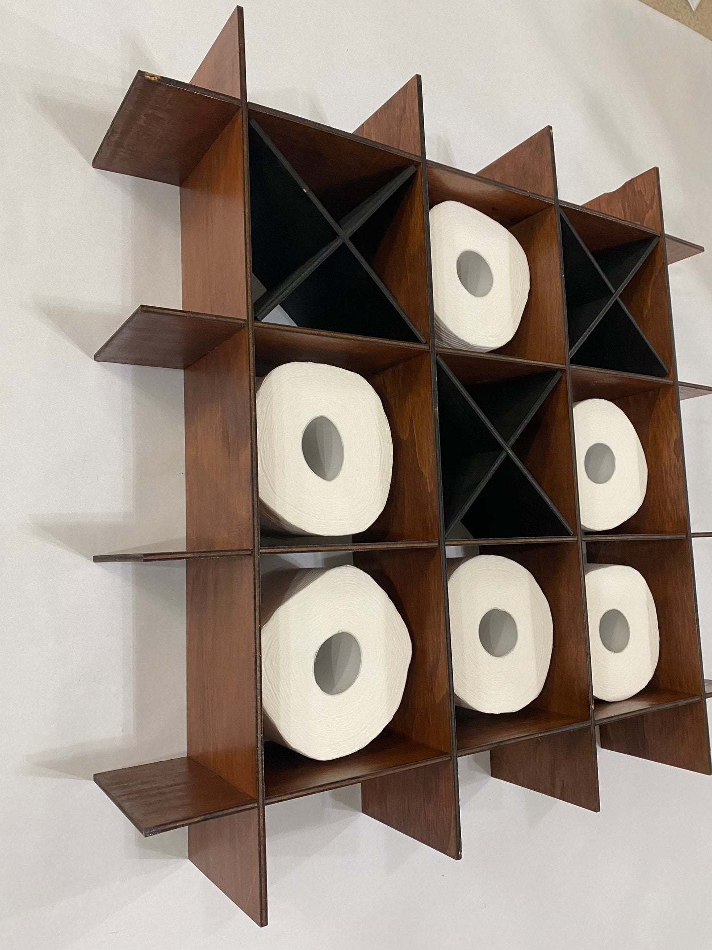 Tic tac toe toilet paper shelve