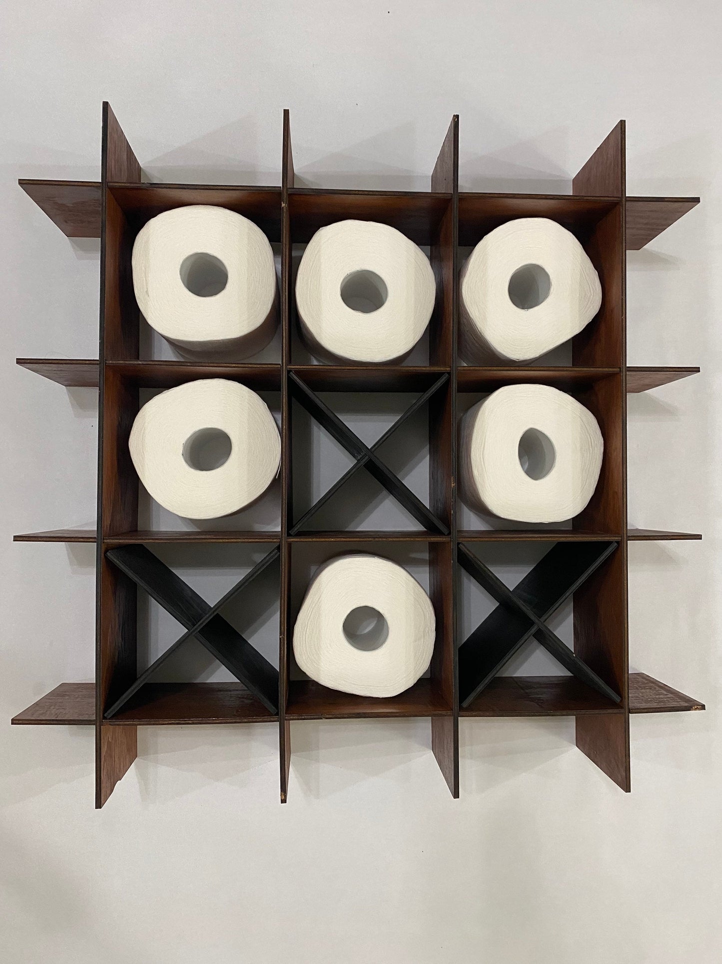 Tic tac toe toilet paper shelve