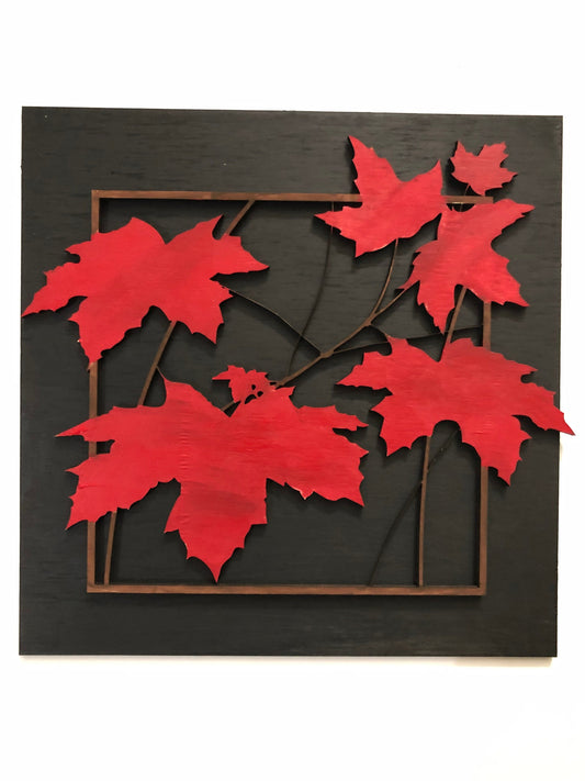 Maple leave wall art - wooden