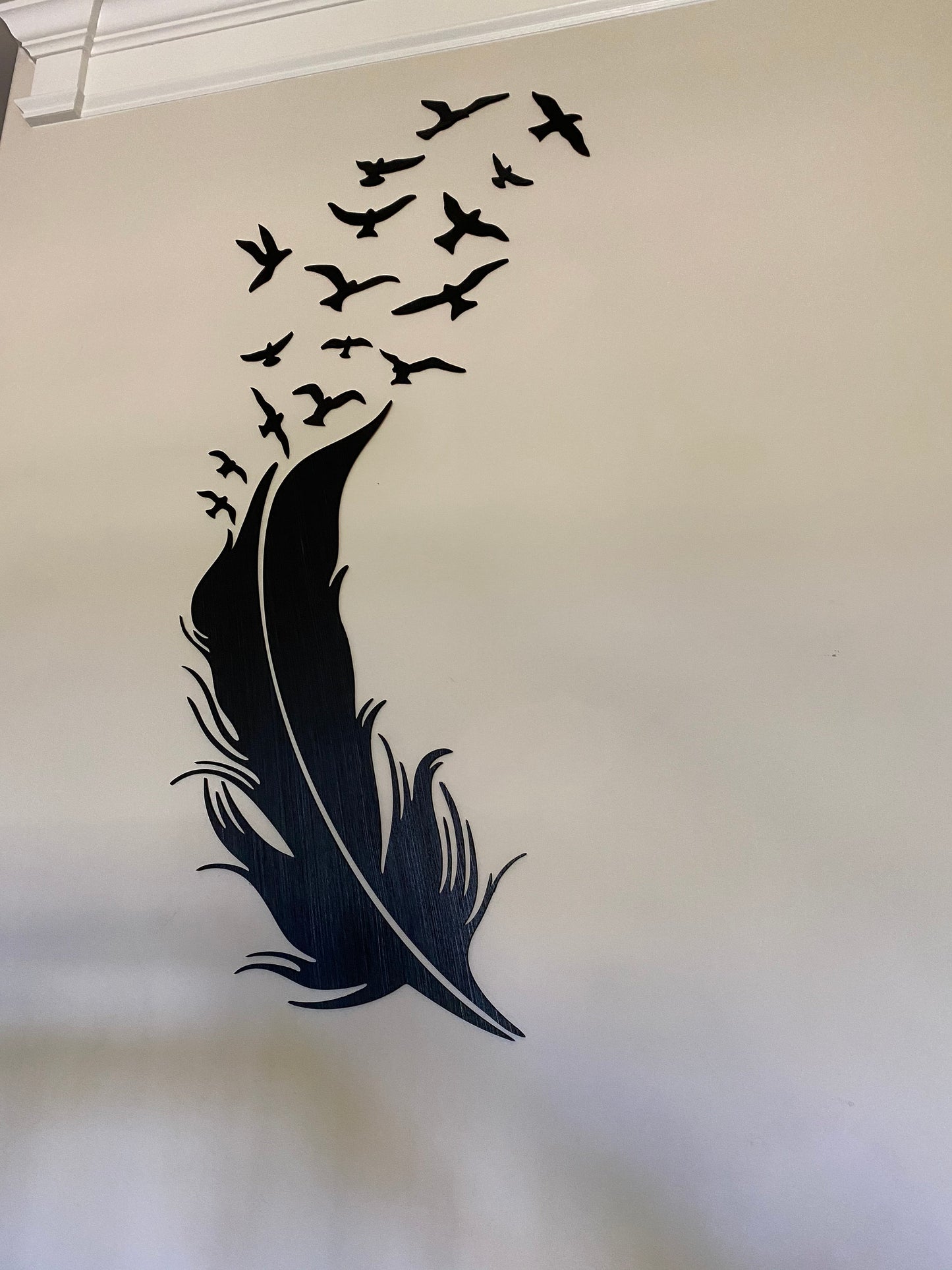 wooden Feather with birds