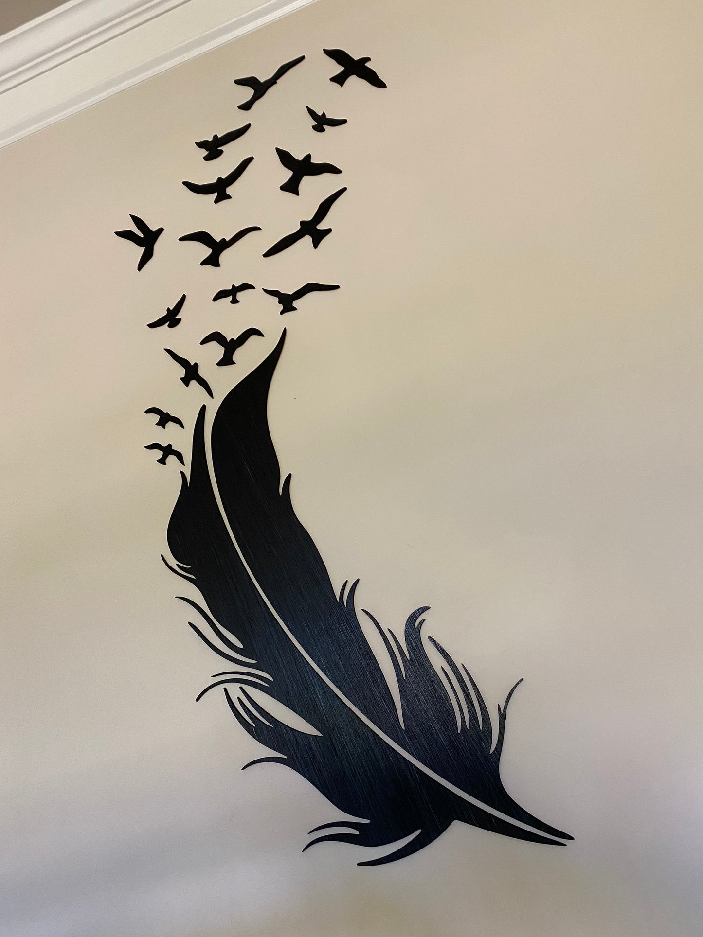 wooden Feather with birds