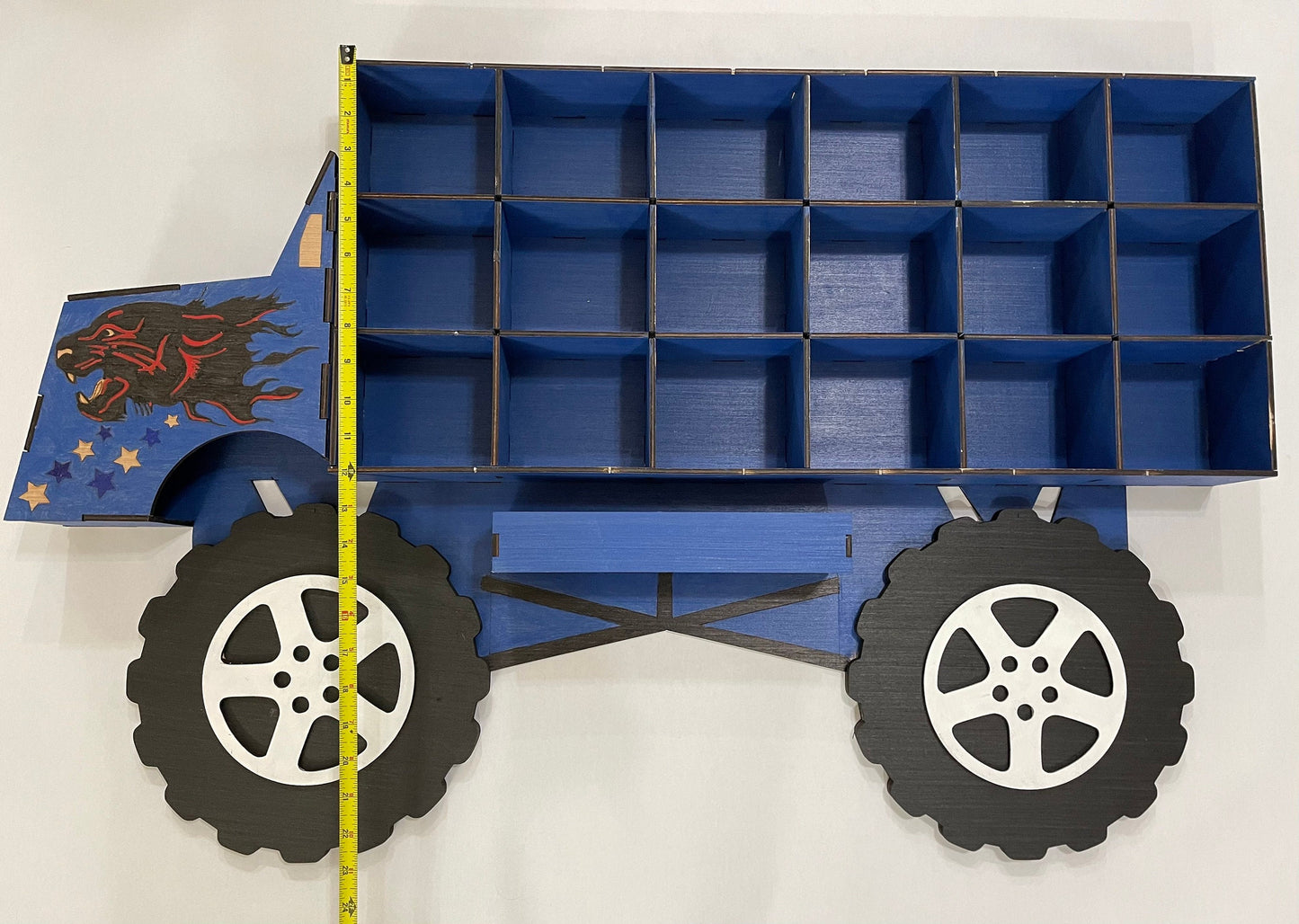 Monster wooden truck for small car storage with personalized name