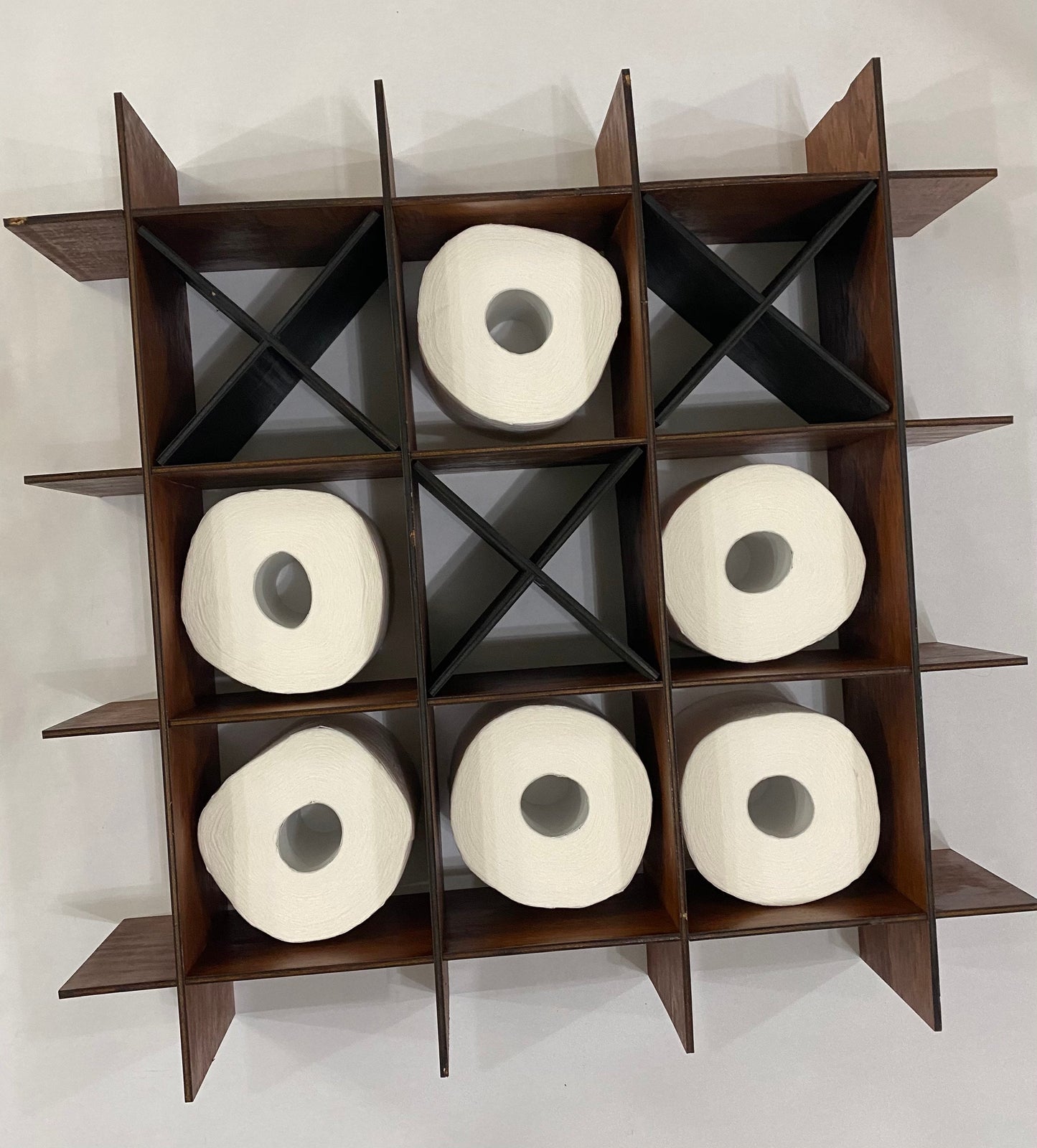 Tic tac toe toilet paper shelve