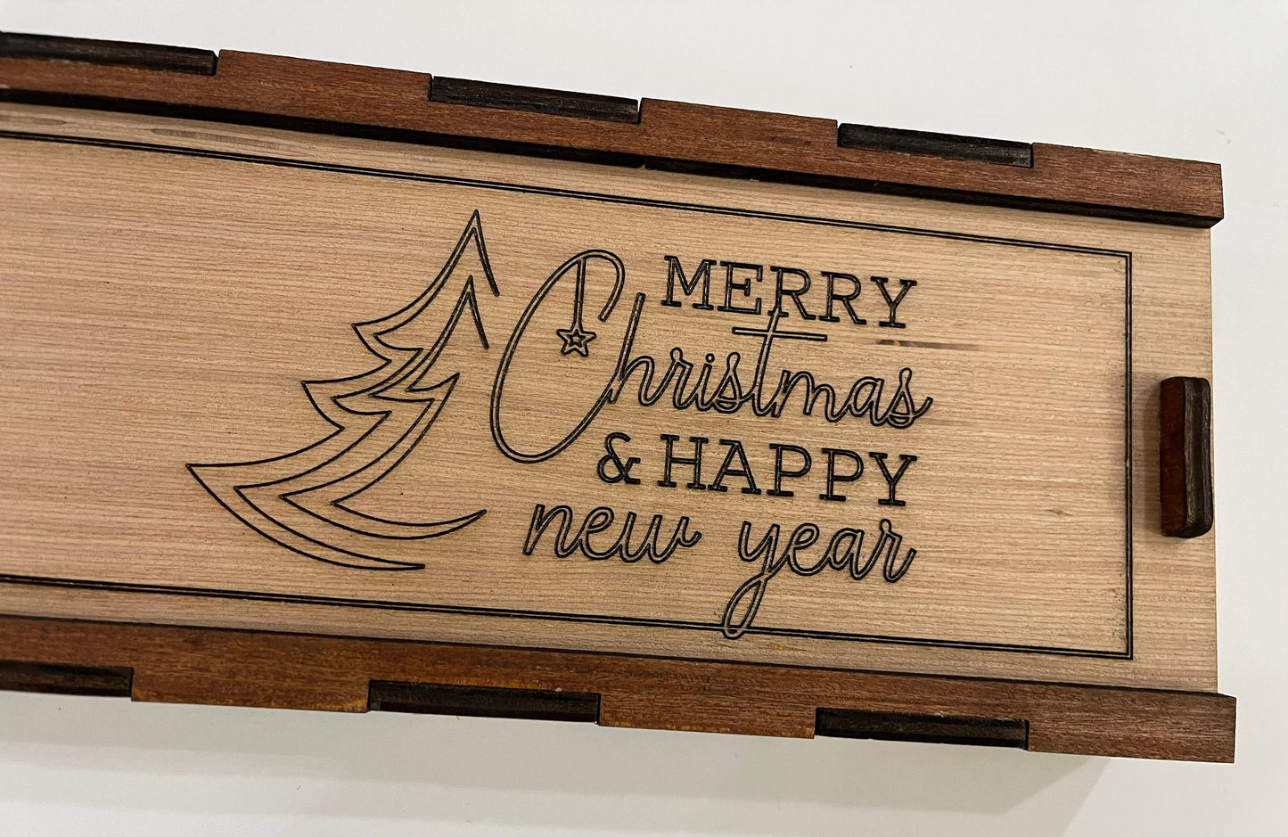 Xmas wooden ornaments in a box