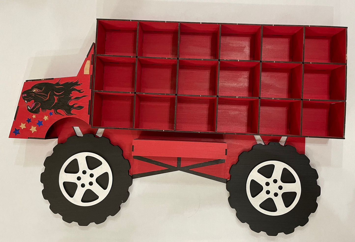 Monster wooden truck for small car storage with personalized name