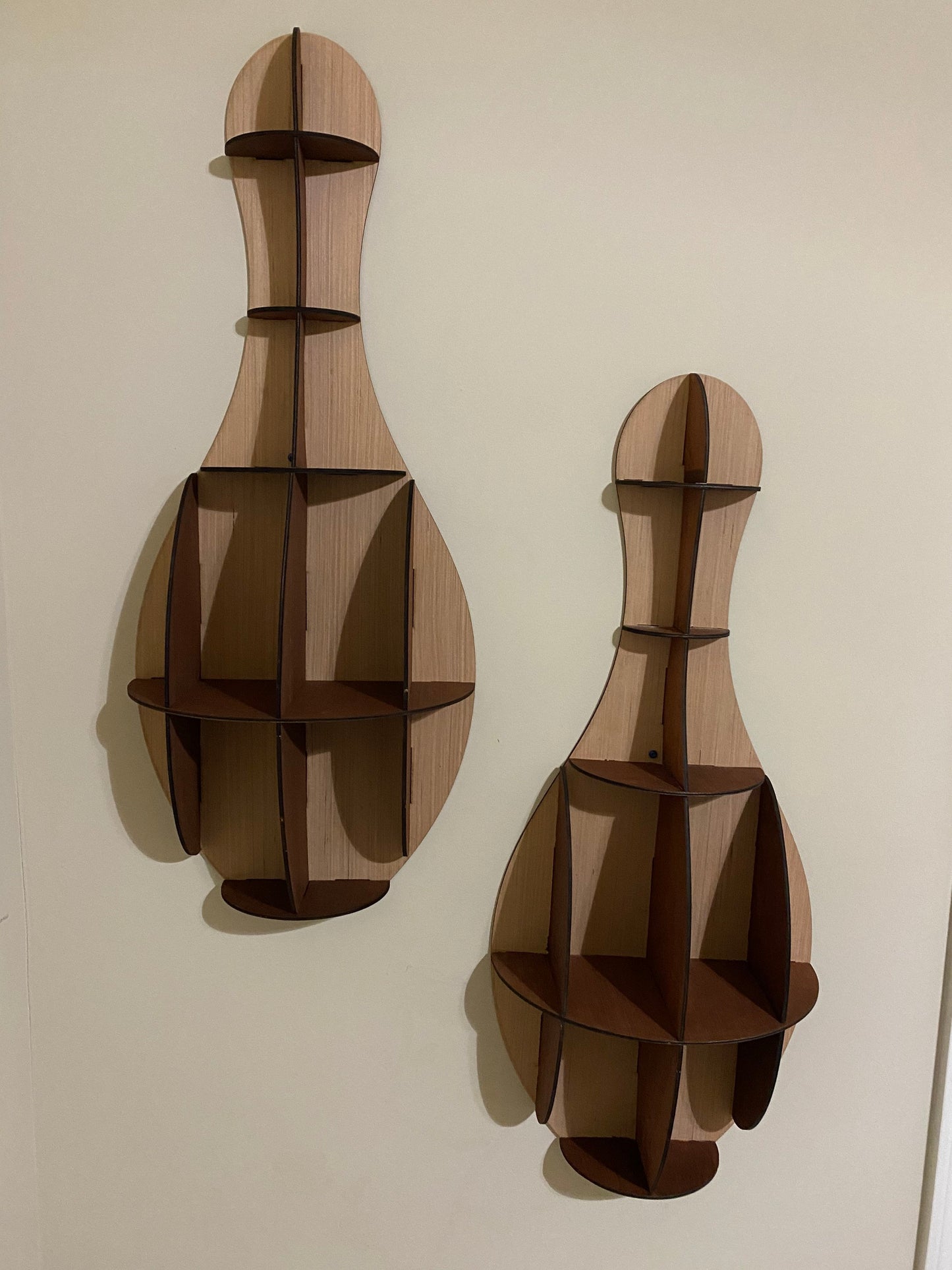 Wall Shelving - wooden bowling pin shelf