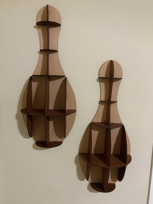 Wall Shelving - wooden bowling pin shelf