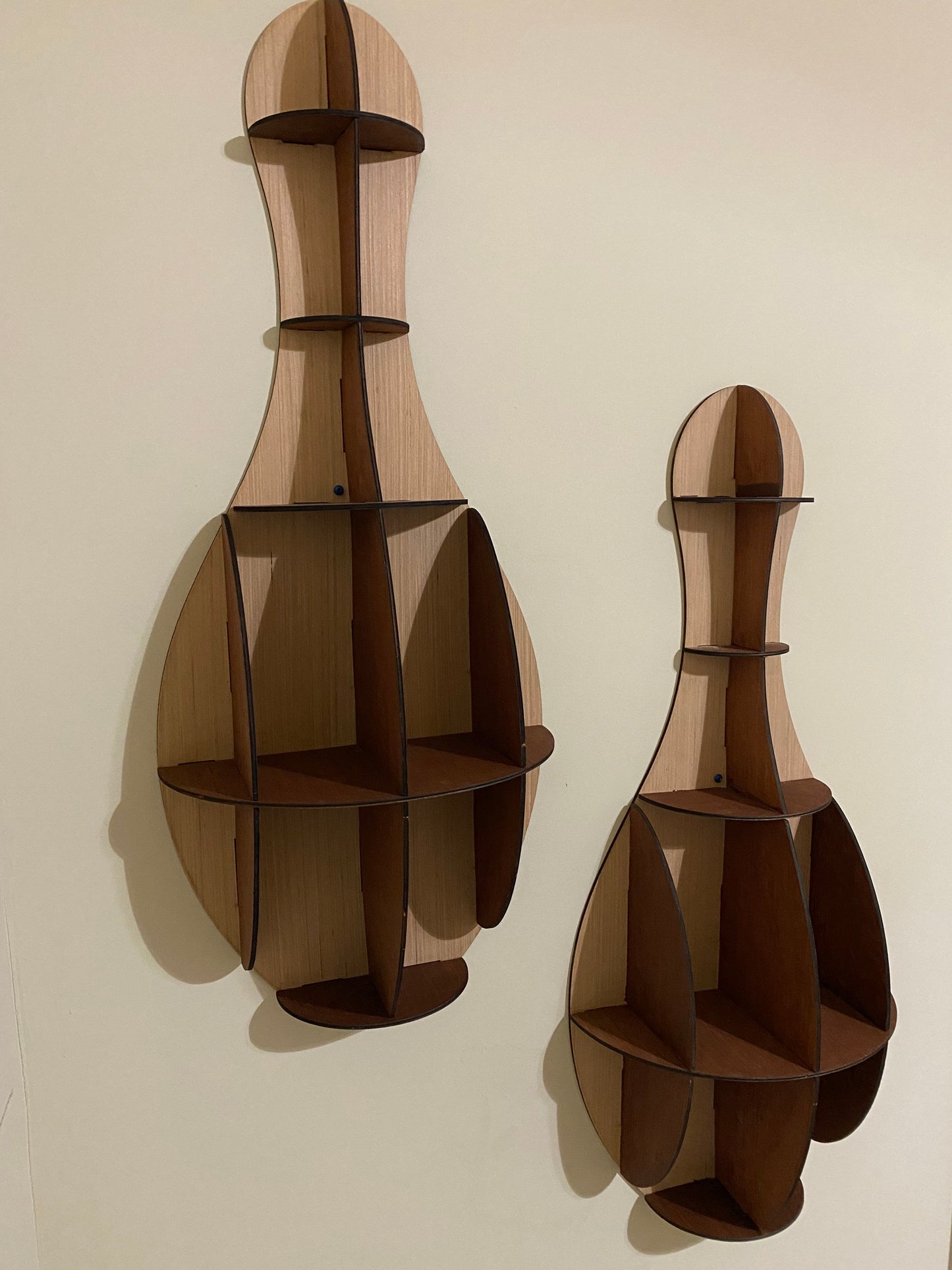 Wall Shelving - wooden bowling pin shelf