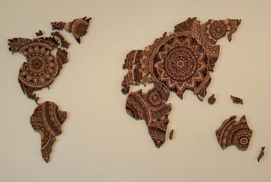 Wooden world map