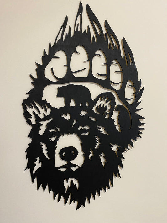 Wooden Bear Paw wall hanging